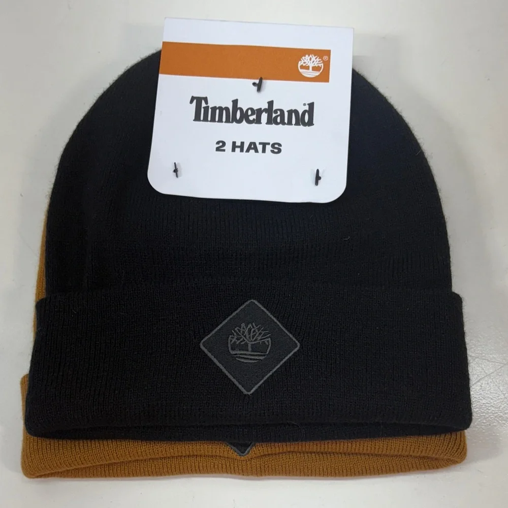 Timberland Dual-Tone Black and Tan Beanie Set - Picture 4 of 5
